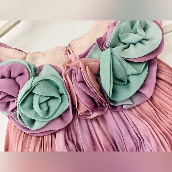 Bridesmaid Cocktail Party Dress - Ombre Rose Amethyst Mint BNWT Midi Chiffon - Picture 4 of 9